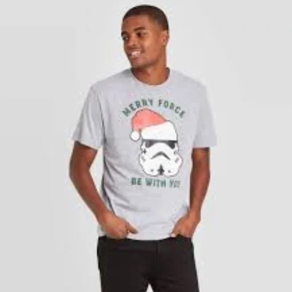 STAR WARS STORMTROOPER MERRY FORCE BE WITH YOU CHRISTMAS T-SHIRT - Picture 2 of 7